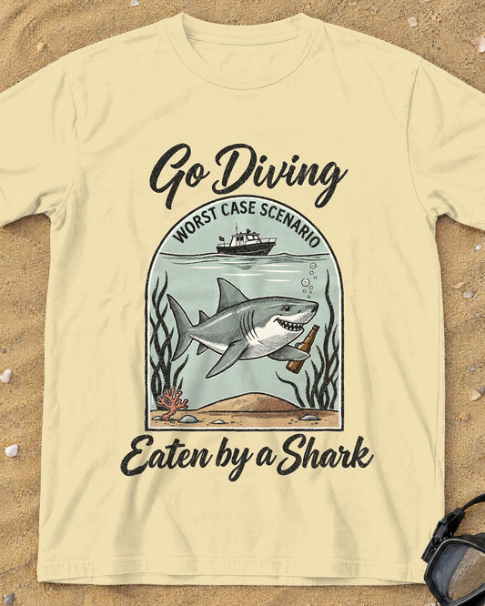 Butter Eaten by a Shark tee on a sandy beach